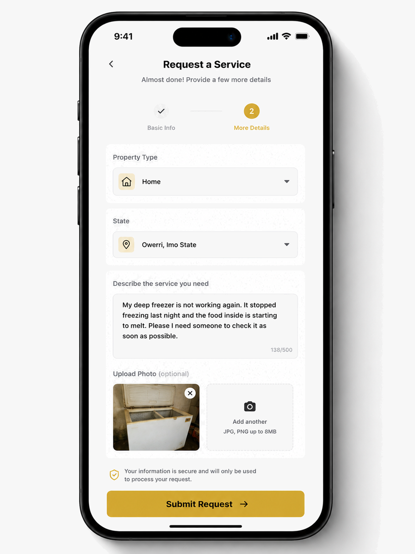 EBUTECH app request form, more details